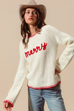 Load image into Gallery viewer, Blanket Stitch Merry Tinsel Sweater - Red/Ivory
