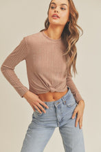 Load image into Gallery viewer, Twist Knot Mock Neck Top - Mocha Mousse
