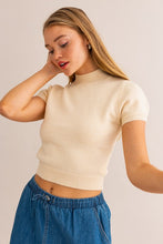 Load image into Gallery viewer, **Mock Neck Puff Short Sleeve Knit Top - Cream