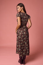Load image into Gallery viewer, Floral Puff Sleeve Midi Dress - Brown
