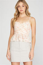 Load image into Gallery viewer, Floral Peplum Cami Top - Cream
