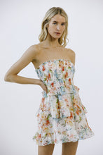 Load image into Gallery viewer, Tiered Strapless Mini Dress - White Floral
