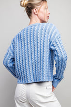 Load image into Gallery viewer, Contrasting Knit Sweater Long Crop - Blue