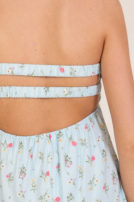 Strapless Floral Babydoll Mini Dress
