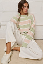 Load image into Gallery viewer, Loose Fuzzy Knit Sweater - Sage/Blush
