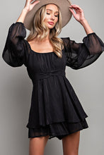 Load image into Gallery viewer, Bubble Sleeve Shimmer Romper - Black