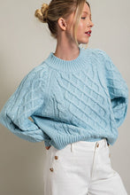 Load image into Gallery viewer, Round Neck Knitted Sweater - Blue