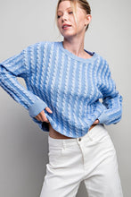 Load image into Gallery viewer, Contrasting Knit Sweater Long Crop - Blue