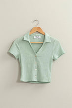 Load image into Gallery viewer, Crinkle Knit Button Front Top - Light Mint
