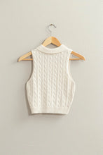 Load image into Gallery viewer, Front Button Sweater Vest Long Crop - White
