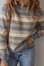 Load image into Gallery viewer, Stripe Colorblock Crewneck Sweater - Blue Multi
