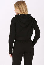 Load image into Gallery viewer, Crop Style Fleece Zip Up Hoodie - Black
