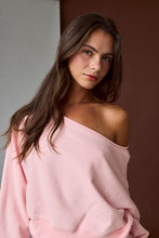 Load image into Gallery viewer, Off Shoulder Cropped Sweater - Pink