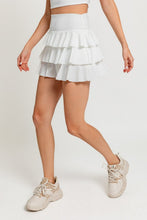 Load image into Gallery viewer, High Waist Ruffle Active Skort - White

