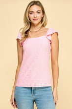 Load image into Gallery viewer, Squareneck Eyelet Top - Light Pink
