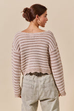 Load image into Gallery viewer, Scallop Edge Loose Knit Crochet Sweater - Taupe
