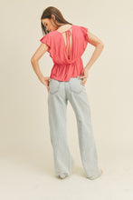 Load image into Gallery viewer, Button Front Flutter Sleeve Top Pink
