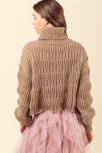 Load image into Gallery viewer, Turtle Neck Textured Knit Cozy Pullover - Mocha