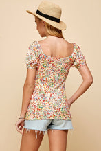 Load image into Gallery viewer, Floral Ruched Puff Sleeve Top
