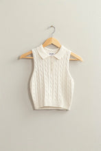 Load image into Gallery viewer, Front Button Sweater Vest Long Crop - White

