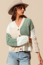 Load image into Gallery viewer, Multi-Pattern Colorblock Cardigan - Oatmeal Sage
