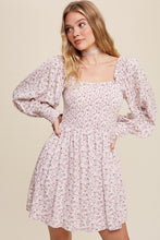 Load image into Gallery viewer, Floral Smocked Long Sleeve Dress - Pink