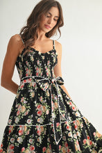 Load image into Gallery viewer, Floral Tiered Maxi Dress - Black
