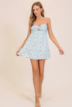Load image into Gallery viewer, Strapless Floral Babydoll Mini Dress - Blue

