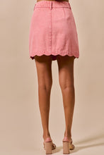 Load image into Gallery viewer, Vintage Wash Scallop Edge Denim SKirt - Pink