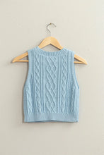 Load image into Gallery viewer, Cable Knit Sweater Vest Long Crop - Blue
