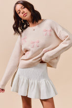 Load image into Gallery viewer, Soft Loose Fit Ribbon Embroidered Sweater - Blush
