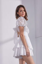 Load image into Gallery viewer, Lace Sleeve Tie Back Dress - White
