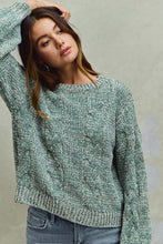 Load image into Gallery viewer, Two Tone Chenille Knit Sweater - Olive
