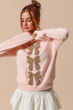 Load image into Gallery viewer, Sequin Bow Embellished Sweater - Blush/Gold
