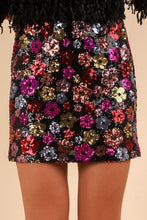Load image into Gallery viewer, Floral Sequin Mini Skirt
