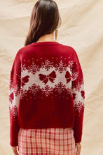 Load image into Gallery viewer, Snowflake Holiday Sweater - Burgundy/Ivory
