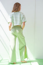 Load image into Gallery viewer, Round Neck Striped Boxy Tee Crop - Mint/White