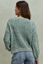 Load image into Gallery viewer, Two Tone Chenille Knit Sweater - Olive
