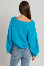 Load image into Gallery viewer, V-Neck Comfy Fur Sweater - Blue
