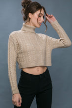 Load image into Gallery viewer, High Neck Cable Knit Sweater - Oatmeal