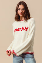 Load image into Gallery viewer, Blanket Stitch Merry Tinsel Sweater - Red/Ivory
