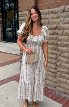 Load image into Gallery viewer, Floral Stripe Midi Dress - Brown