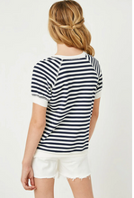 Load image into Gallery viewer, *Banded Knit Stripe Midnight Blue / White - Youth
