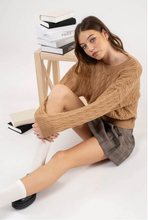 Load image into Gallery viewer, Lightweight Crew Neck Cable Knit Sweater - Khaki