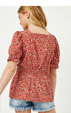 Load image into Gallery viewer, Botanical Print Smockd Waist Top - Youth