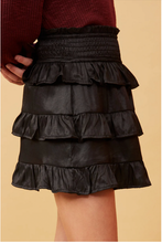 Load image into Gallery viewer, Shimmery Ruffle Tiered Smocked Skirt Black - Youth
