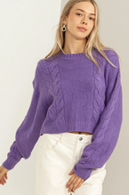Load image into Gallery viewer, Cable Knit Crop Sweater - Wisteria