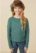 Load image into Gallery viewer, Cable Knit Banded Top Green - Youth
