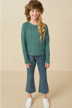 Load image into Gallery viewer, Cable Knit Banded Top Green - Youth
