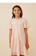 Load image into Gallery viewer, Sequin Asymmettric Puff Sleeve Dress Pink - Youth
